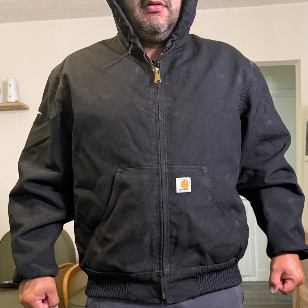 Carhartt Black Bomber Jacket with Ribbed Cuffs